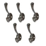 5x Bevelled End Hat and Coat Hook Cast Iron Vintage Style W25mm x H85mm Black