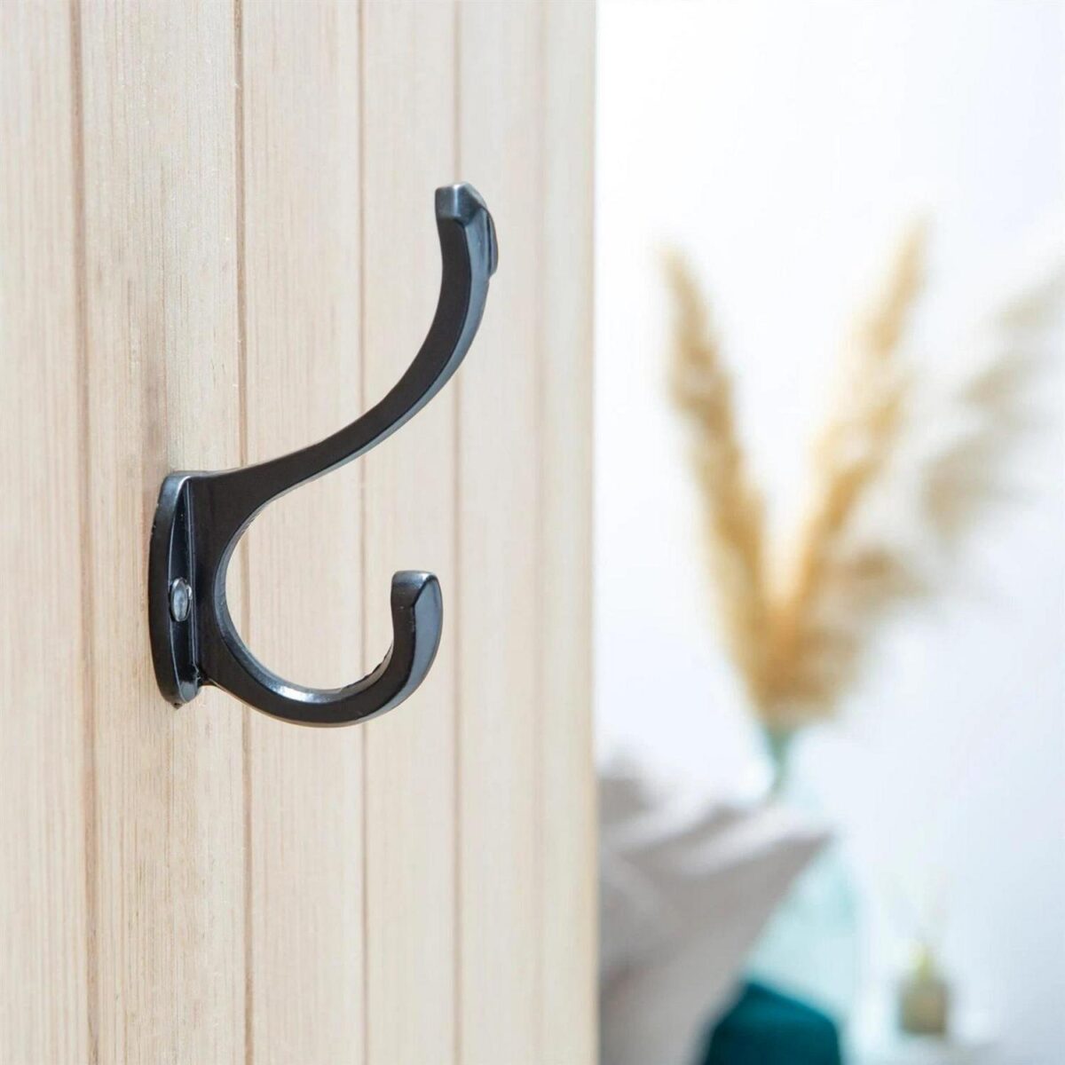 5x Bevelled End Hat and Coat Hook Cast Iron Vintage Style W25mm x H85mm Black - Image 6