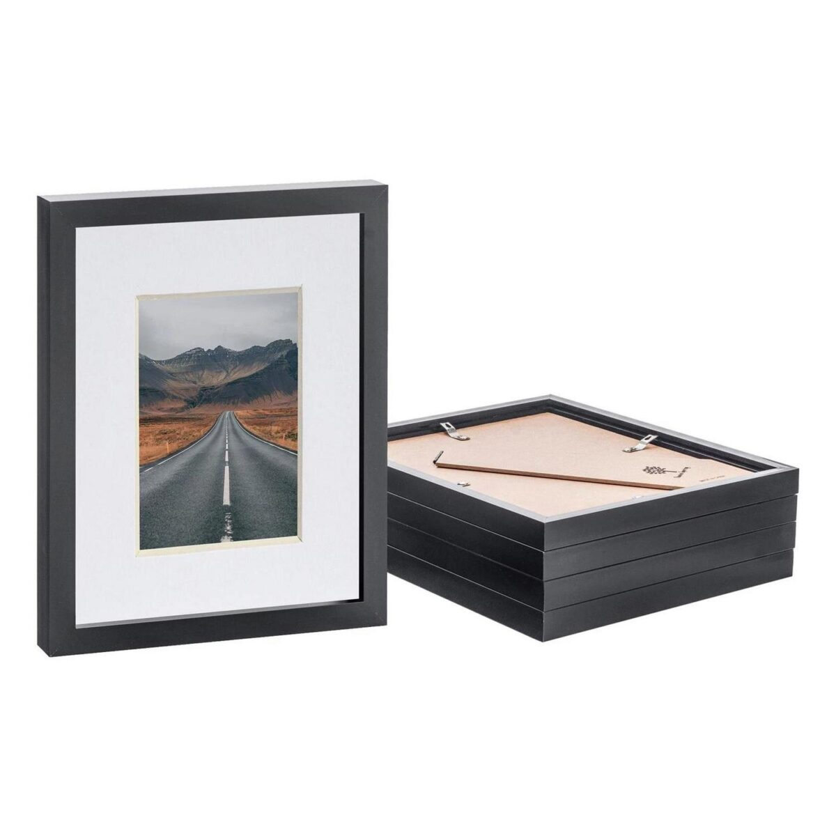 5x Black 8  x 10  Photo Frames with White 4  x 6  Mount Picture Décor - Image 1