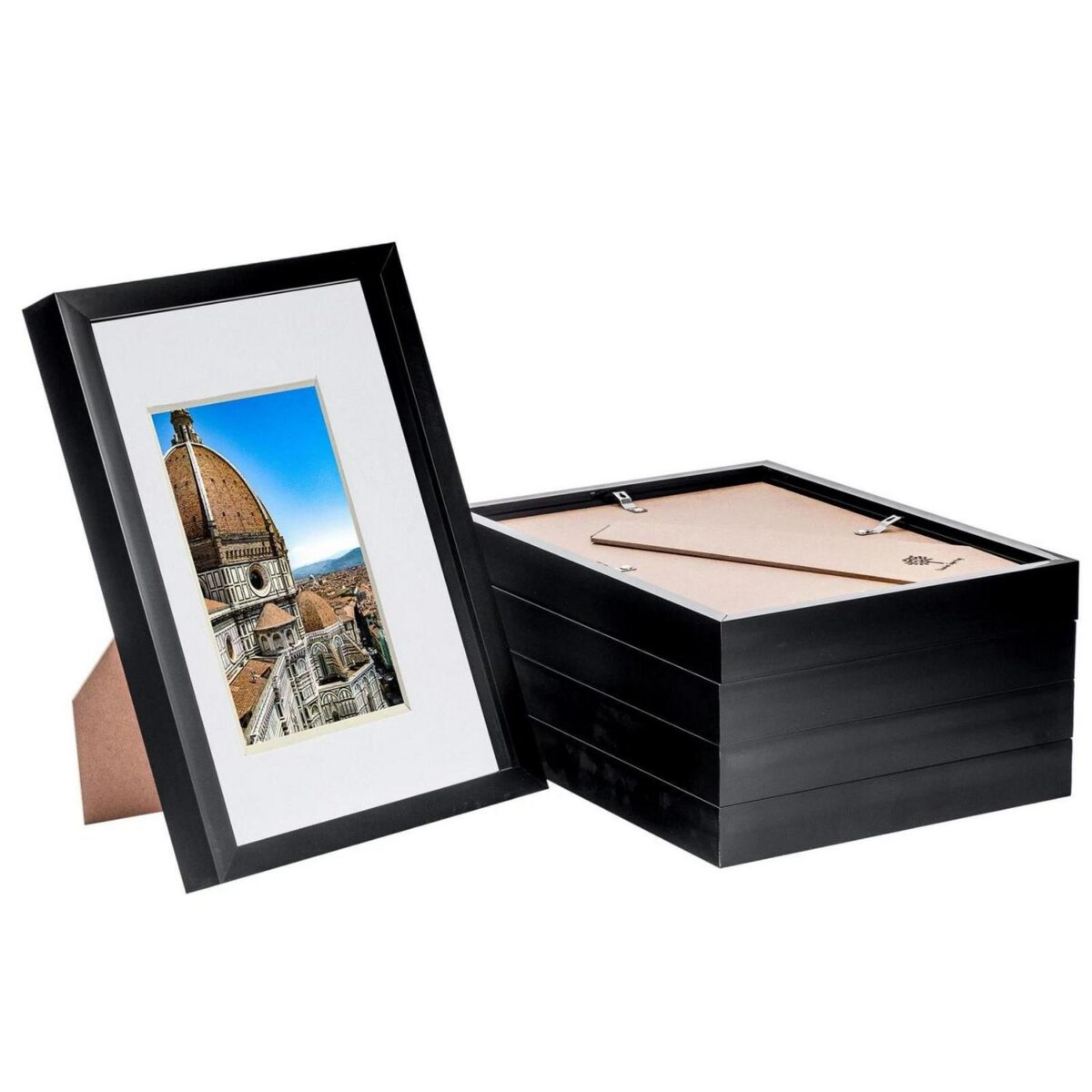 5x Black A4 (8  x 12 ) 3D Shadow Box Frames with White A5 Mount Display - Image 1