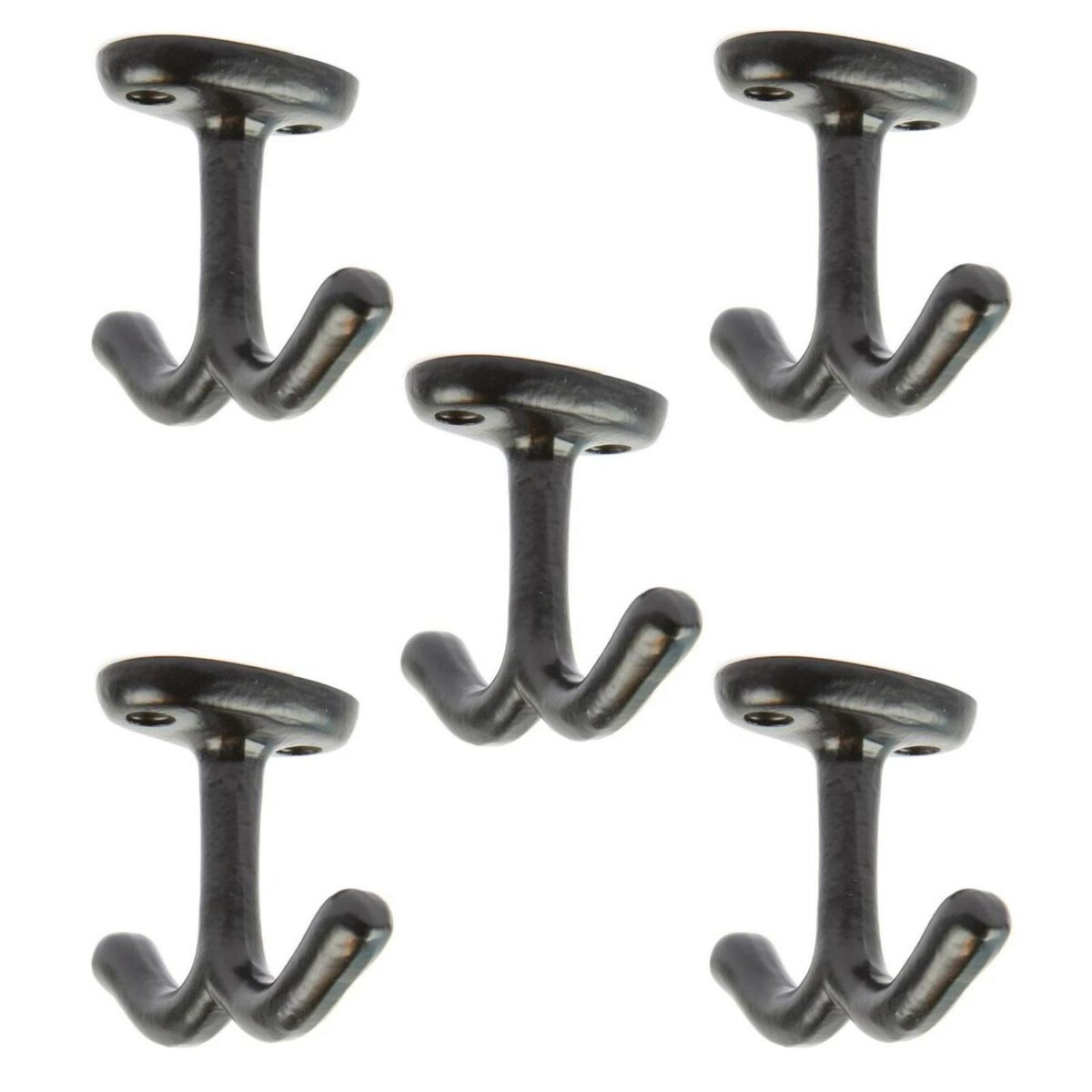 5x Double Ceiling Hook Cast Iron Antique Style Hooks W80mm x H60mm Black - Image 1