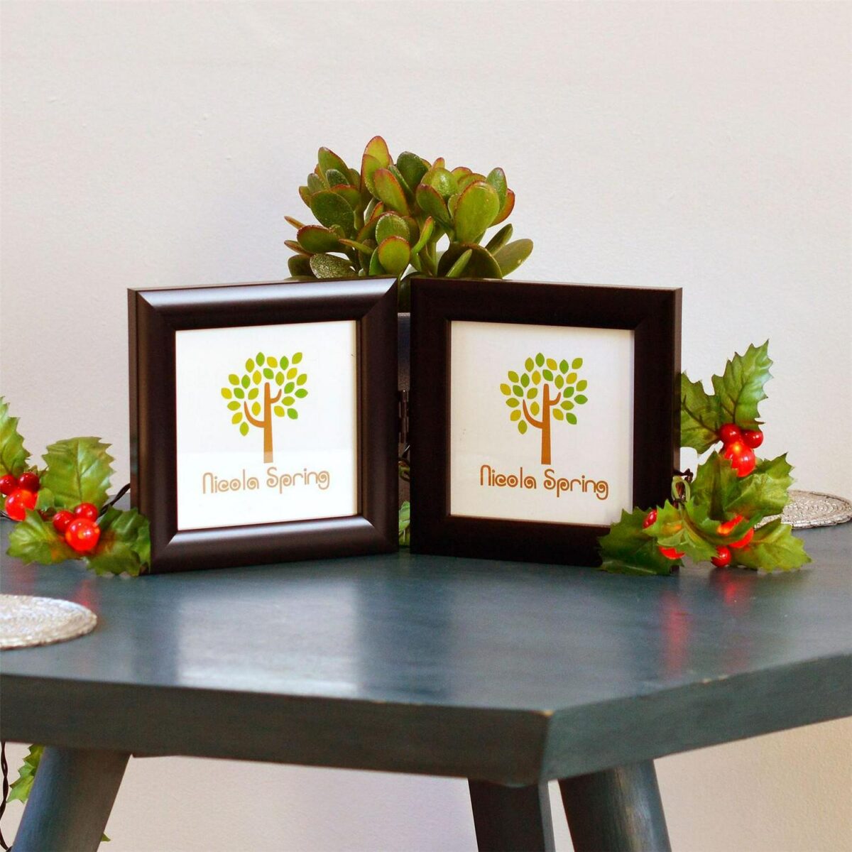 5x Folding 2 Photo Frames Standing Hanging Picture Display 4 x 4  Black - Image 4