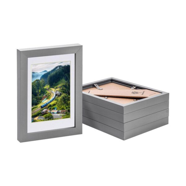 5x Grey 5  x 7  Photo Frames with White 4  x 6  Mount Picture Wall Décor