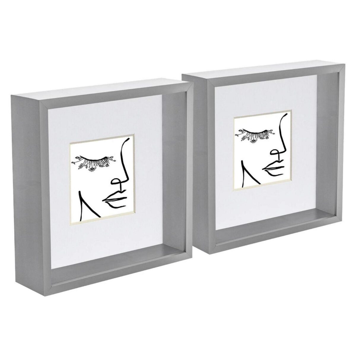 5x Grey 8  x 8  Acrylic 3D Deep Box Photo Picture Frame - White 4  x 4  Mounts - Image 1