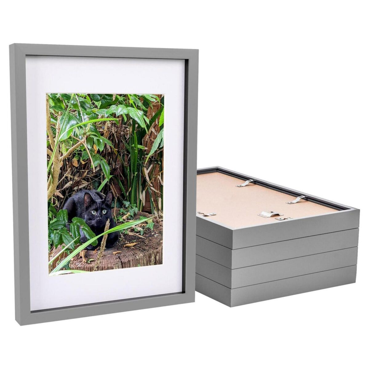 5x Grey A3 (12  x 17 ) Acrylic 3D Box Photo Picture Frame - White A4 Mount - Image 1