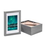 5x Grey A5 (6 x 8 ) Photo Frames with White 4 x 6 Mount Picture Décor