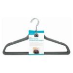 5x Grey Velvet Coat Hangers Suit Shirts Clothes Hanger with Trouser Bar