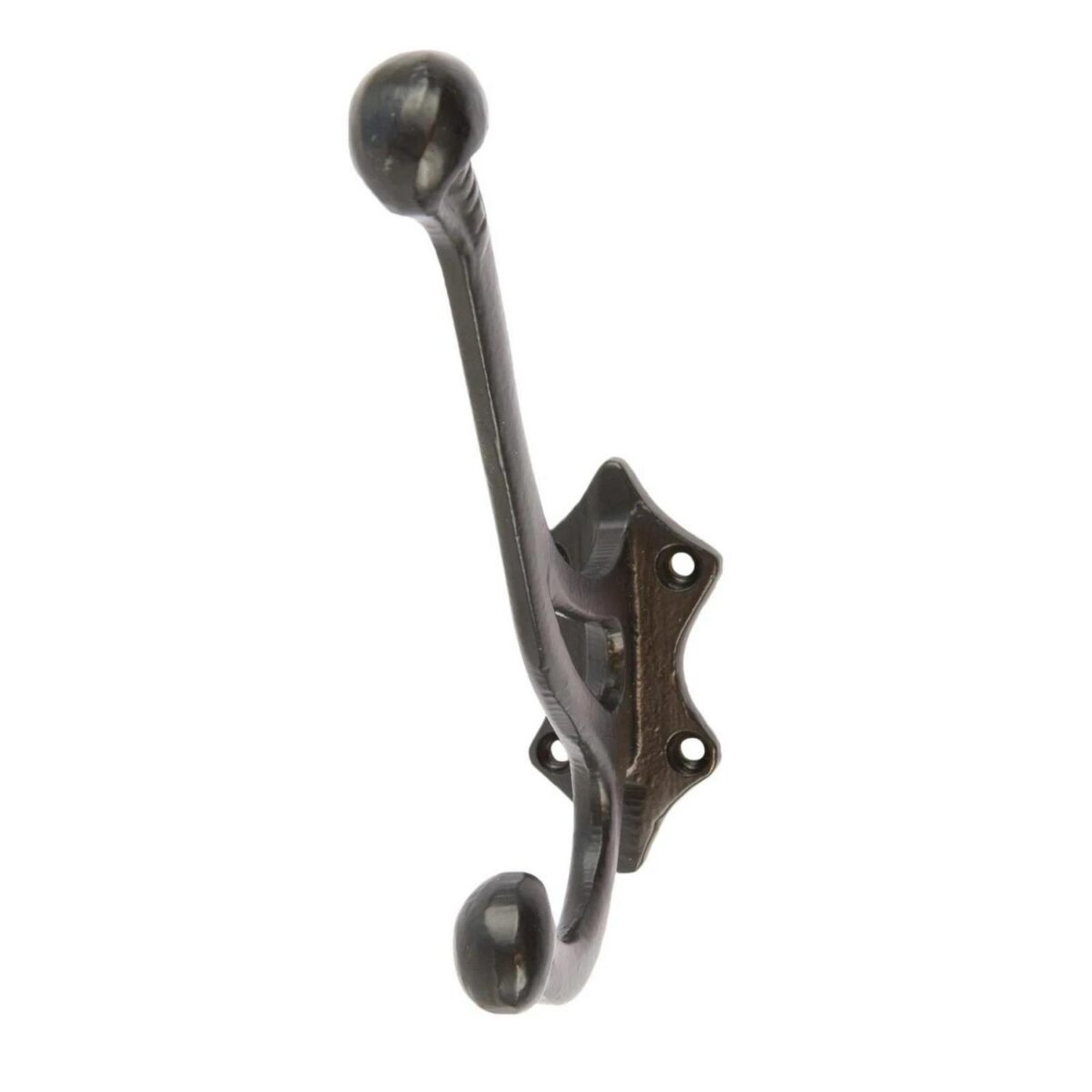 5x Leaf Backed Hat and Coat Hook Cast Iron Vintage Style W35mm x H150mm Black - Image 4