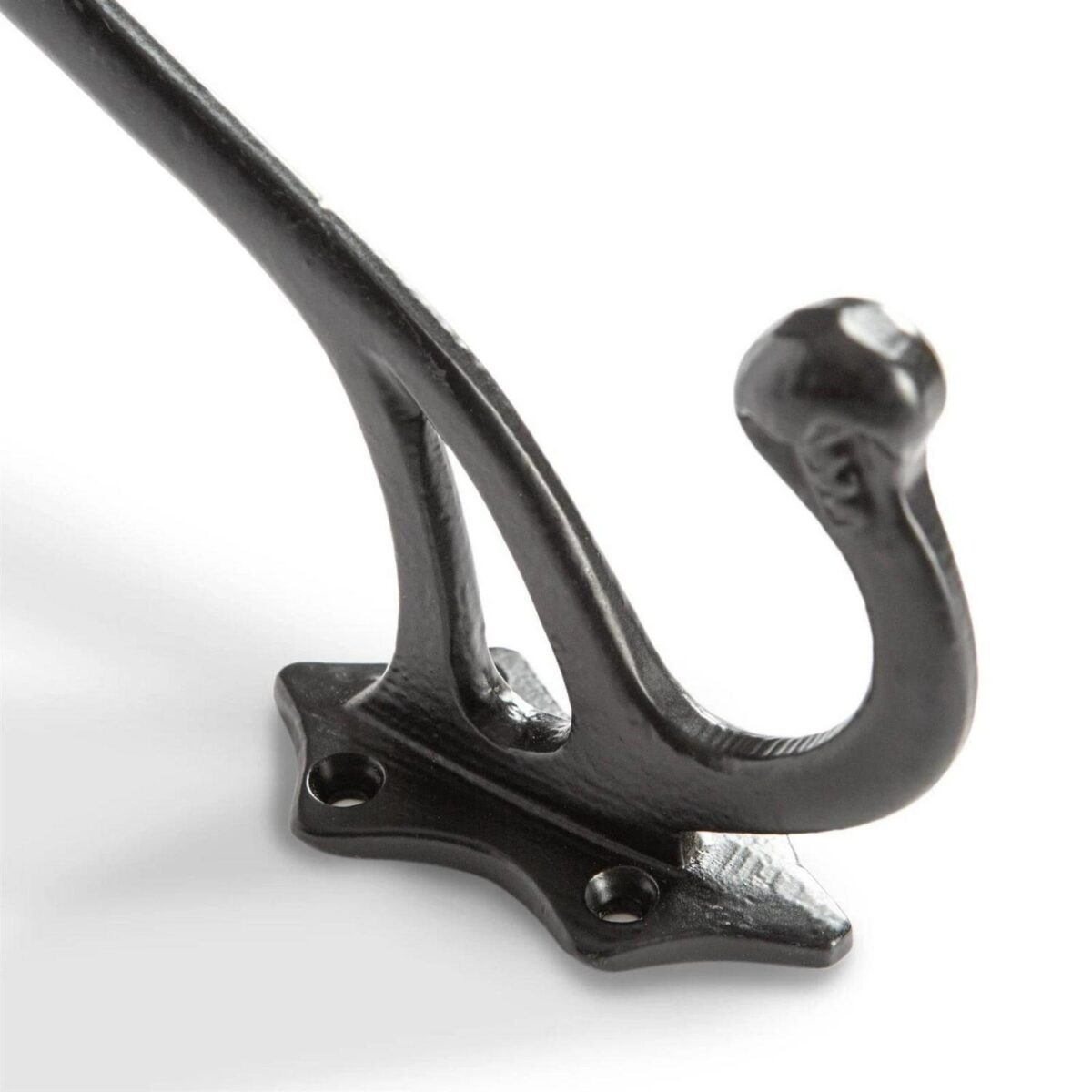 5x Leaf Backed Hat and Coat Hook Cast Iron Vintage Style W35mm x H150mm Black - Image 2