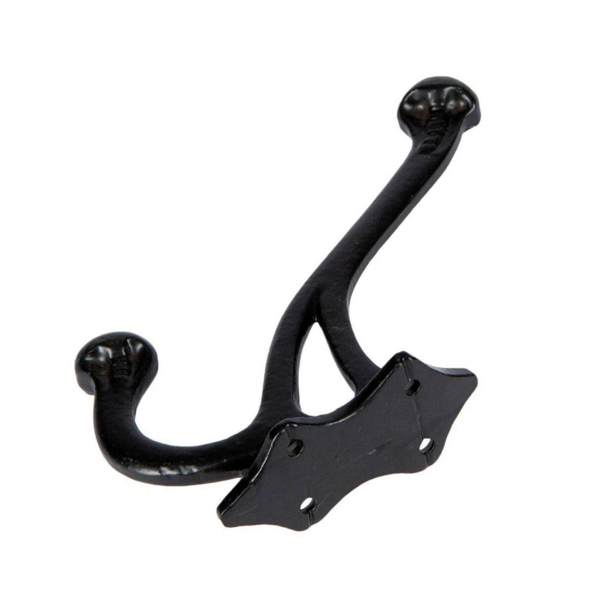 5x Leaf Backed Hat and Coat Hook Cast Iron Vintage Style W35mm x H150mm Black - Image 3