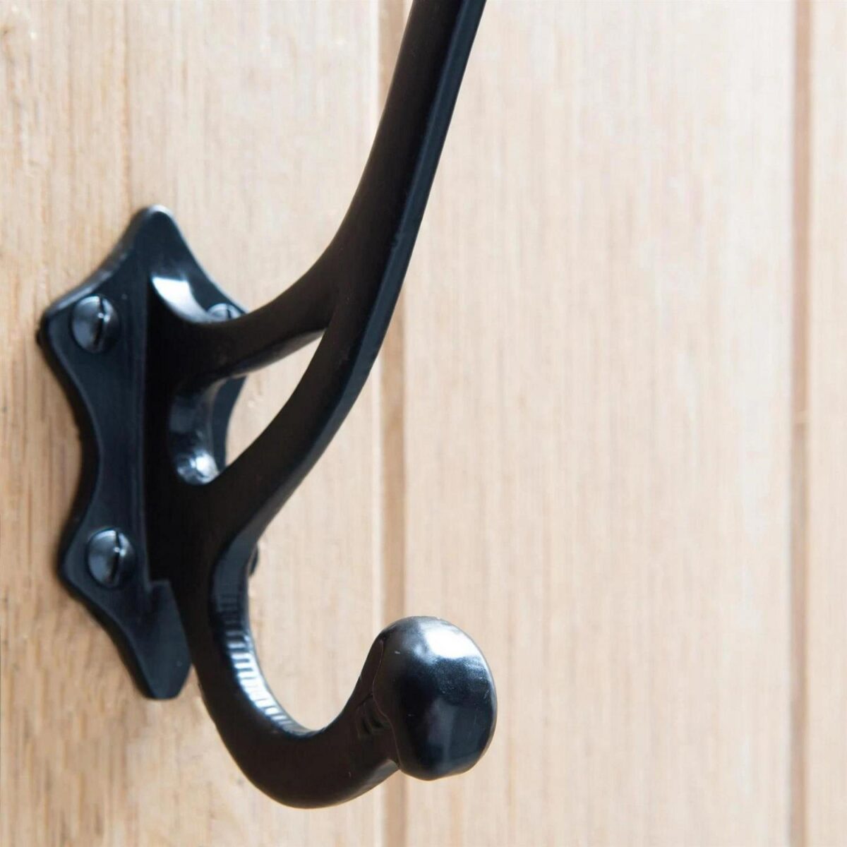 5x Leaf Backed Hat and Coat Hook Cast Iron Vintage Style W35mm x H150mm Black - Image 7