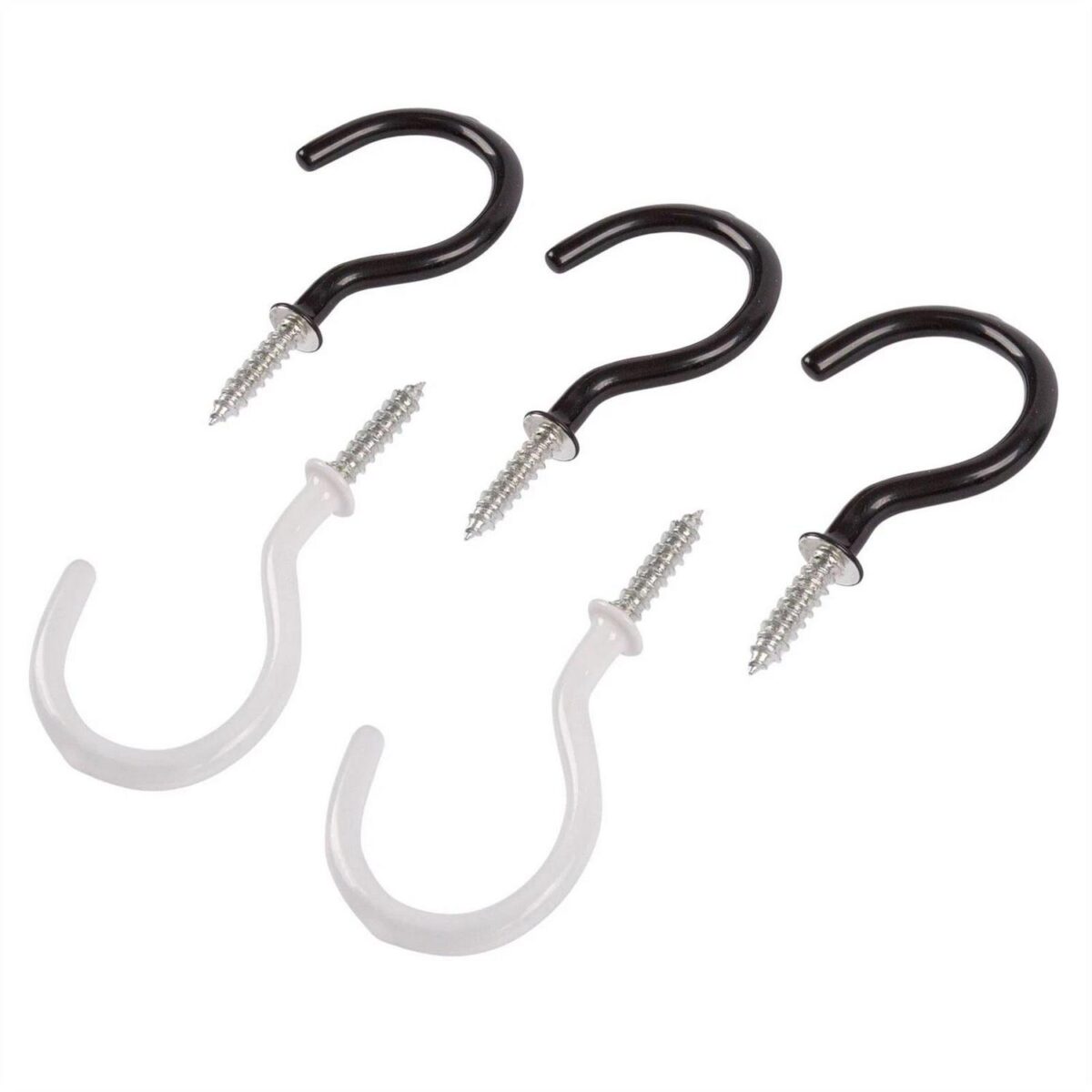 5x Multicolour 50mm PVC-Coated Screw Hooks Outdoor Wall Fence Hanging Hooks - Image 1