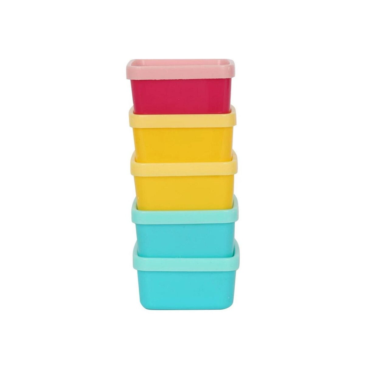 5x Plastic Stackable Food Storage Containers 90ml Multicoloured Airtight - Image 1