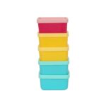 5x Plastic Stackable Food Storage Containers 90ml Multicoloured Airtight