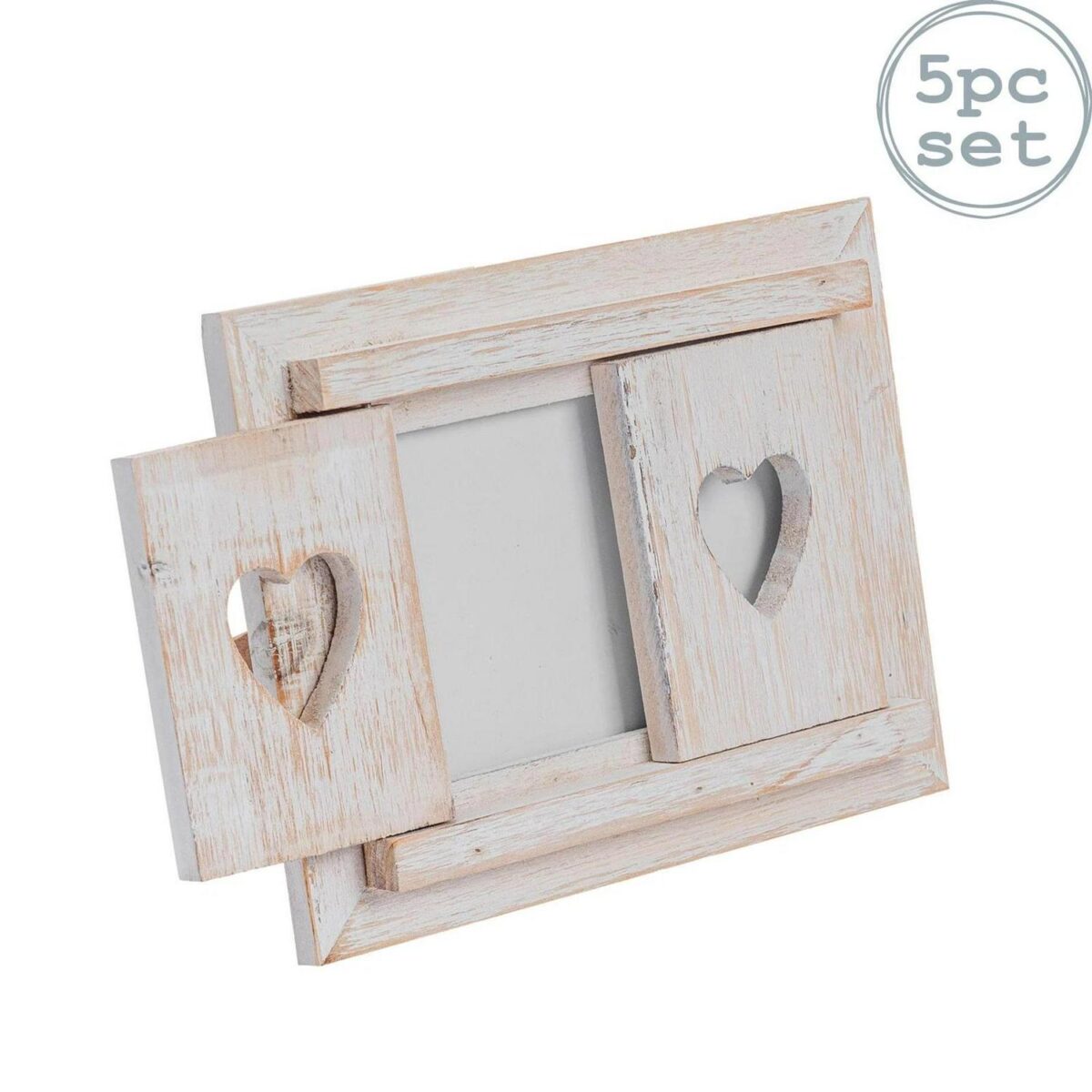 5x Rustic Shutters Photo Frames Wooden Standing Picture Display 6 x 4  White - Image 1