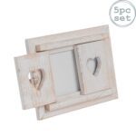 5x Rustic Shutters Photo Frames Wooden Standing Picture Display 6 x 4 White