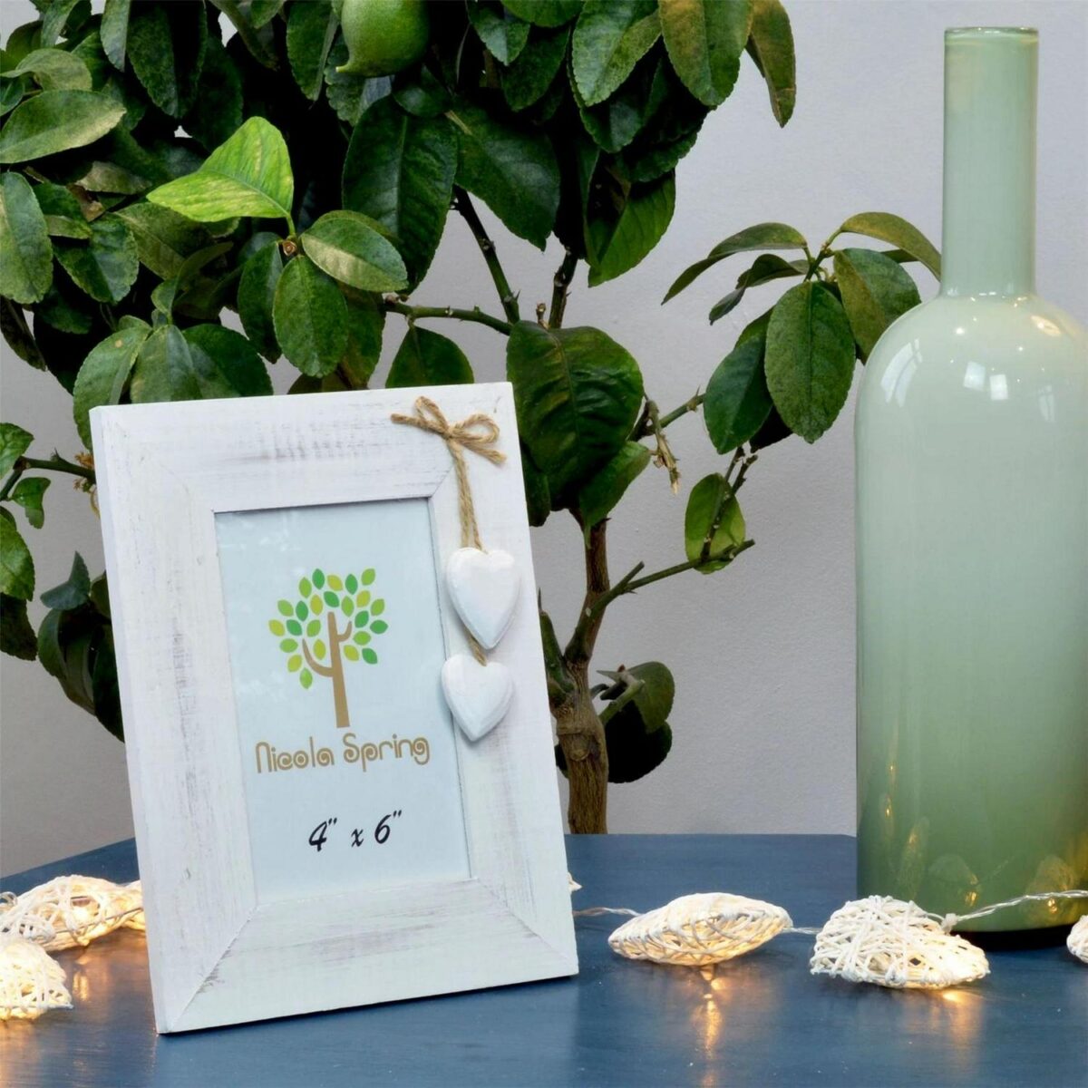 5x Rustic White Hearts Photo Frames Wooden Standing Display 4 x 6  White - Image 4