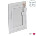 5x Rustic White Hearts Photo Frames Wooden Standing Display 4 x 6 White