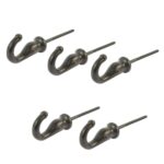 5x Screw Hook Cast Iron Antique Vintage Style Hooks W20mm x H35mm Black