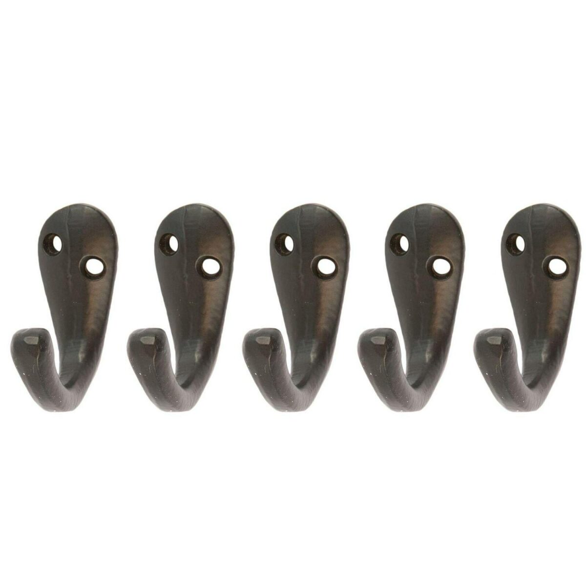 5x Single Robe Hook Cast Iron Antique Vintage Style Hooks W20mm x H45mm Black - Image 1