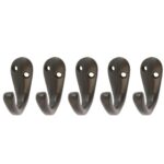 5x Single Robe Hook Cast Iron Antique Vintage Style Hooks W20mm x H45mm Black
