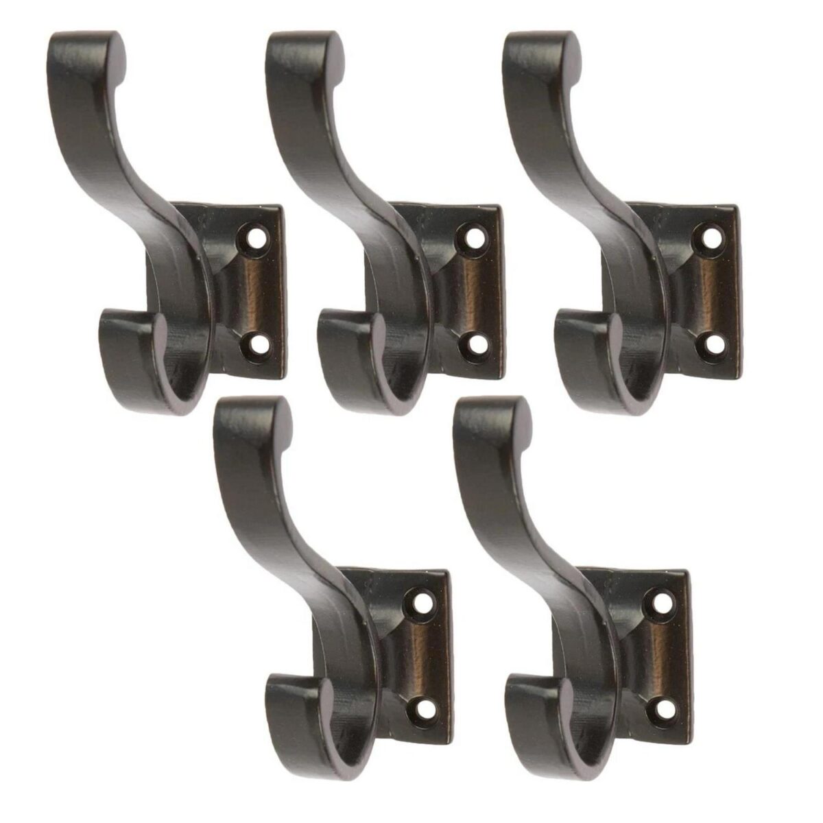 5x Square Back Hat and Coat Hook Cast Iron Vintage Style W35mm x H80mm Black - Image 1