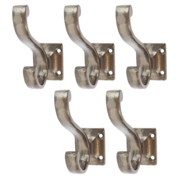 5x Square Back Hat and Coat Hook Cast Iron Antique Style W35mm x H80mm Raw