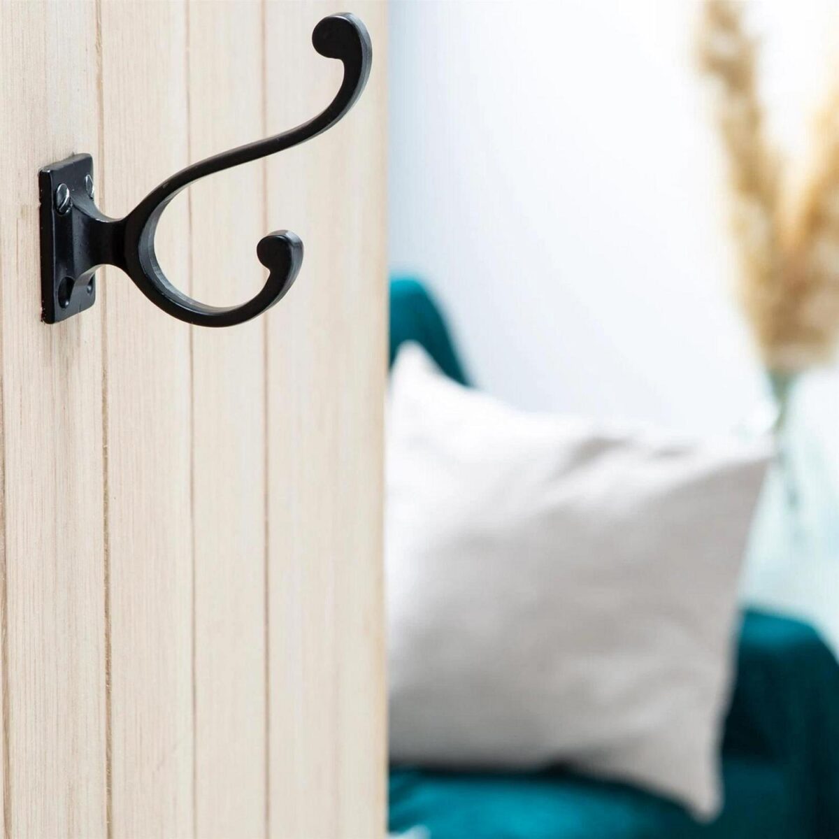 5x Square Back Hat and Coat Hook Cast Iron Vintage Style W35mm x H80mm Black - Image 6