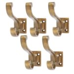 5x Square Back Hat and Coat Hook Cast Iron Vintage Style W35mm x H80mm Brass