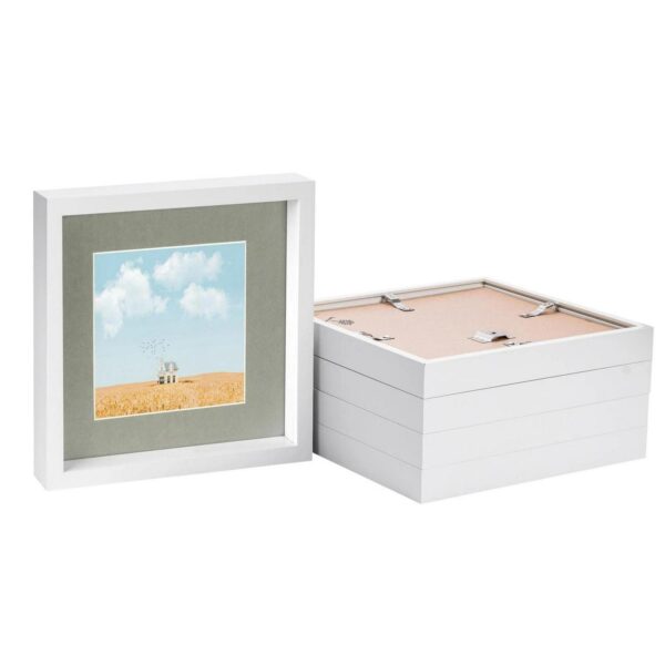 5x White 10  x 10  3D Box Photo Frames Grey 6  x 6  Mount Craft Shadow Picture
