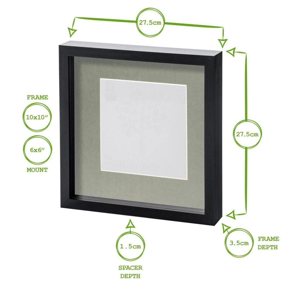 5x White 10  x 10  3D Box Photo Frames Black 6  x 6  Mount Craft Shadow Picture - Image 4