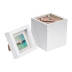 5x White 4 x 4 3D Box Photo Frames Ivory 2 x 2 Mount Craft Shadow Picture