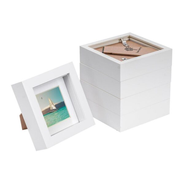5x White 4  x 4  3D Box Photo Frames White 2  x 2  Mount Craft Shadow Picture