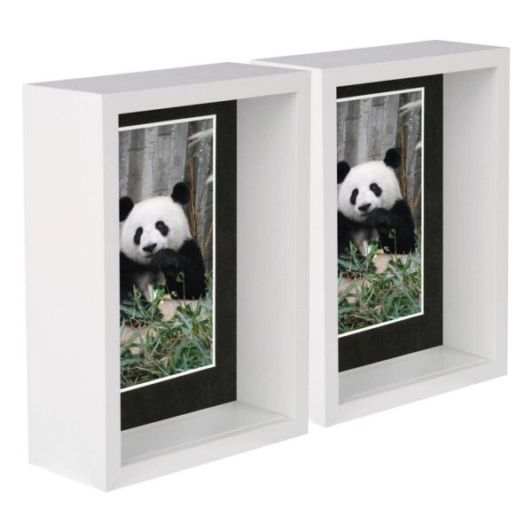 5x White 5  x 7  3D Deep Box Photo Frames Black 4  x 6  Mount Shadow Picture