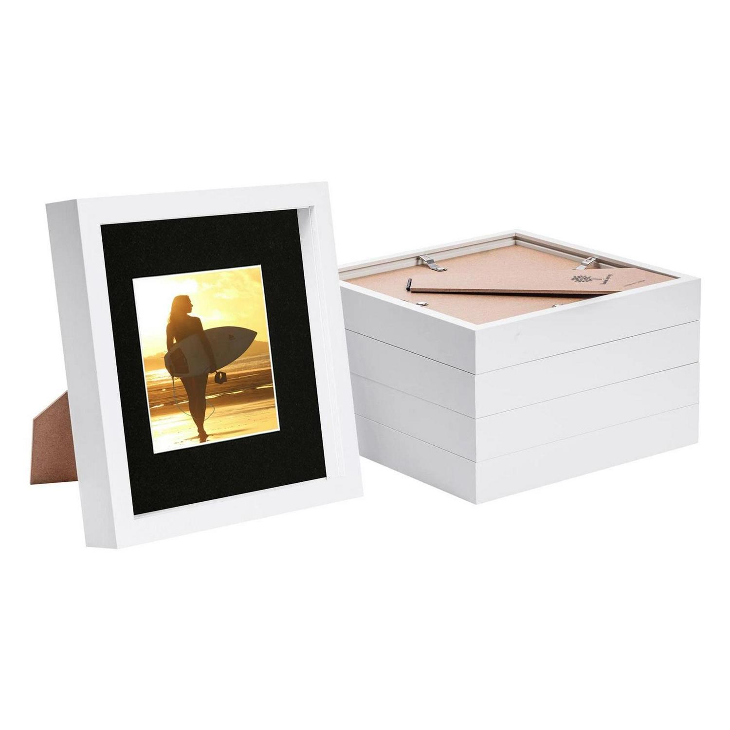 5x_White_8_x_8_3D_Bo_a8557255fac04ba15a460ac2c1be6e37.jpg 5x White 8 x 8 3D Box Photo Frames Black 4 x 4 Mount Craft Shadow Picture - Image 1