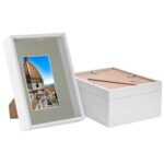 5x White A4 (8 x 12 ) 3D Deep Box Frames with Grey A5 Mount Shadow Display