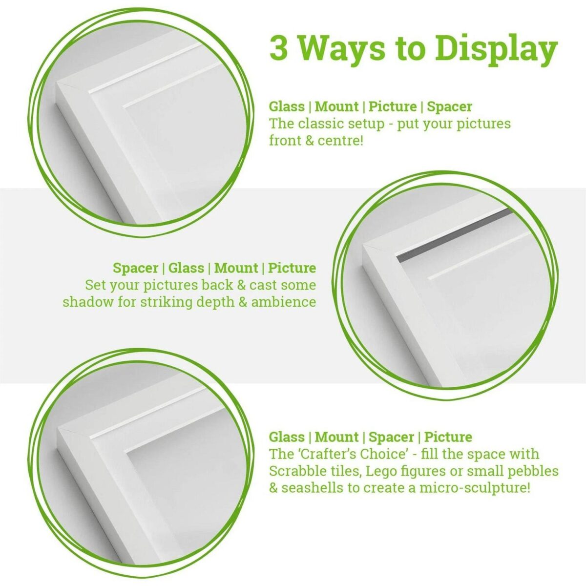 5x White A5 (6  x 8 ) Acrylic 3D Box Photo Picture Frame - White 4  x 6  Mount - Image 3