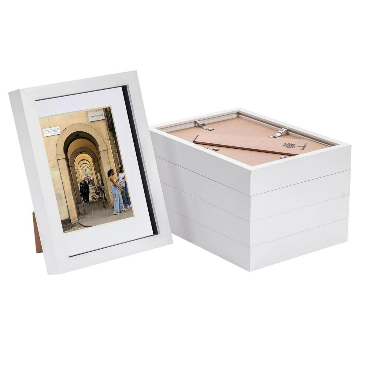 5x White A5 (6  x 8 ) Acrylic 3D Box Photo Picture Frame - White 4  x 6  Mount - Image 1