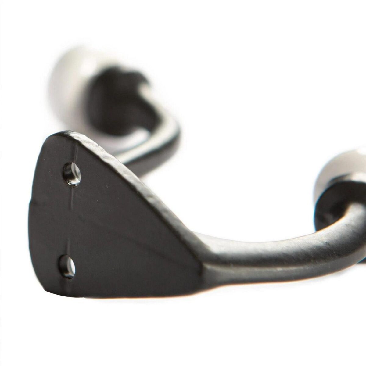 5x White Ceramic Ball Hat and Coat Hook Cast Iron Vintage W30mm x H105mm Black - Image 3
