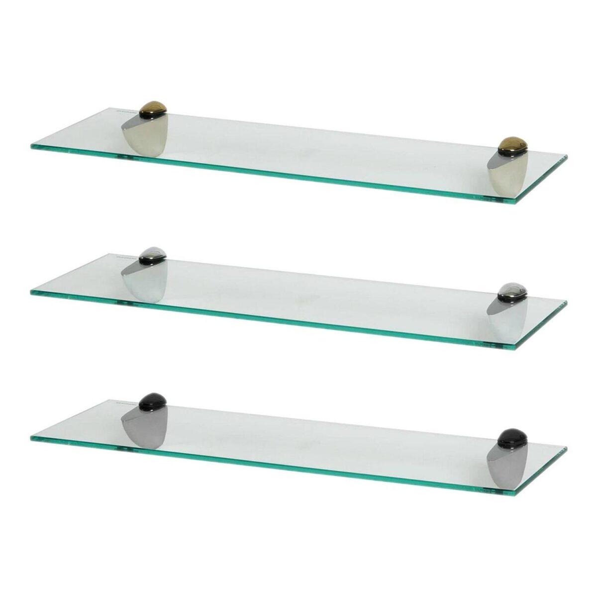 60cm Floating Glass Wall Shelves Bathroom Shelf with Chrome/Black/Gold Brackets - Image 1