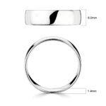 6.0mm Classic Court Wedding Ring, 18ct White Gold - Image 2