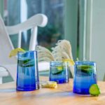 6 Piece Merzouga Recycled Highball Glasses Set Drinking Glass 320ml Blue - Image 5