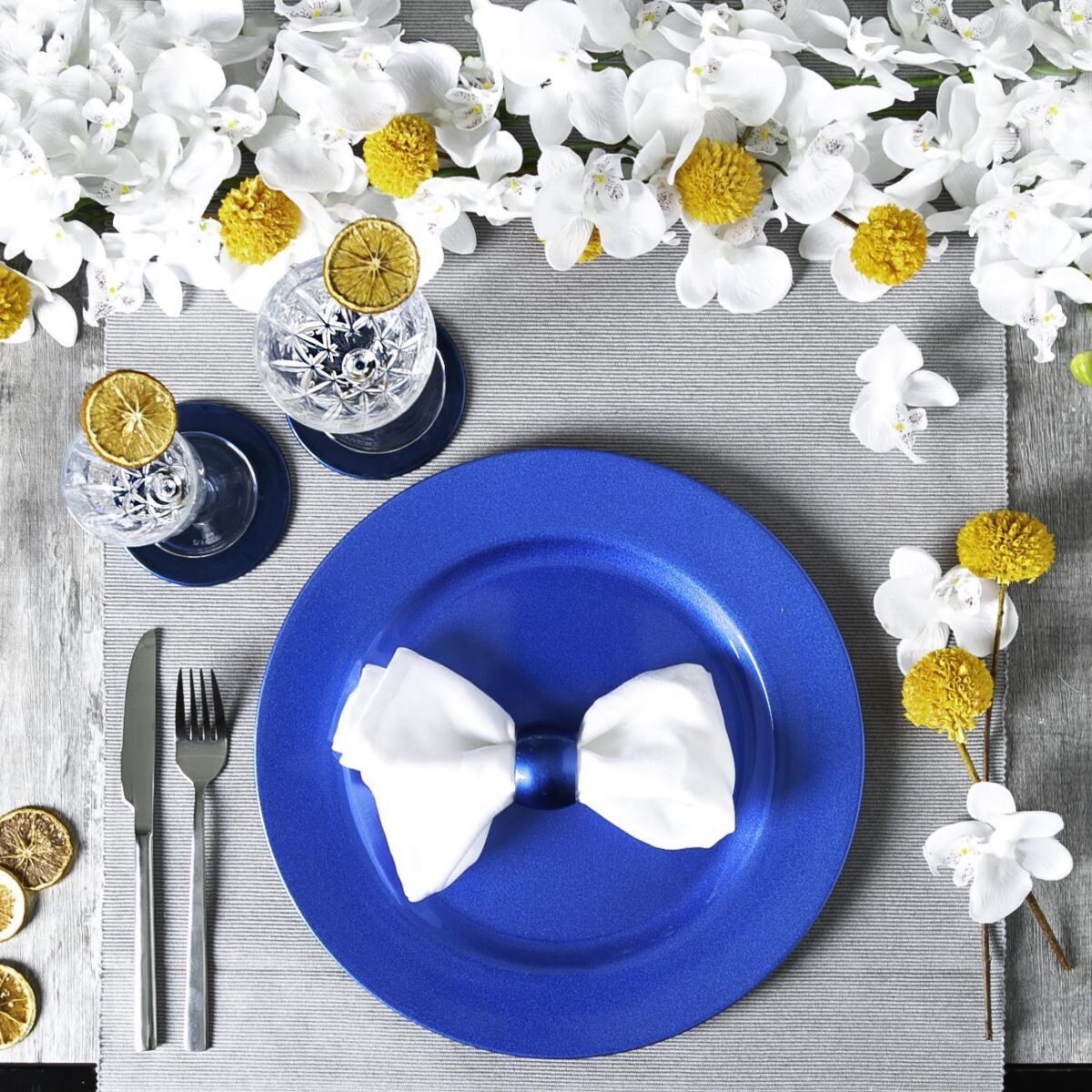 6 Piece Metallic Napkin Rings Set 4.5cm Blue - Image 6
