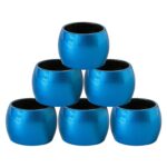 6 Piece Metallic Napkin Rings Set 4.5cm Blue
