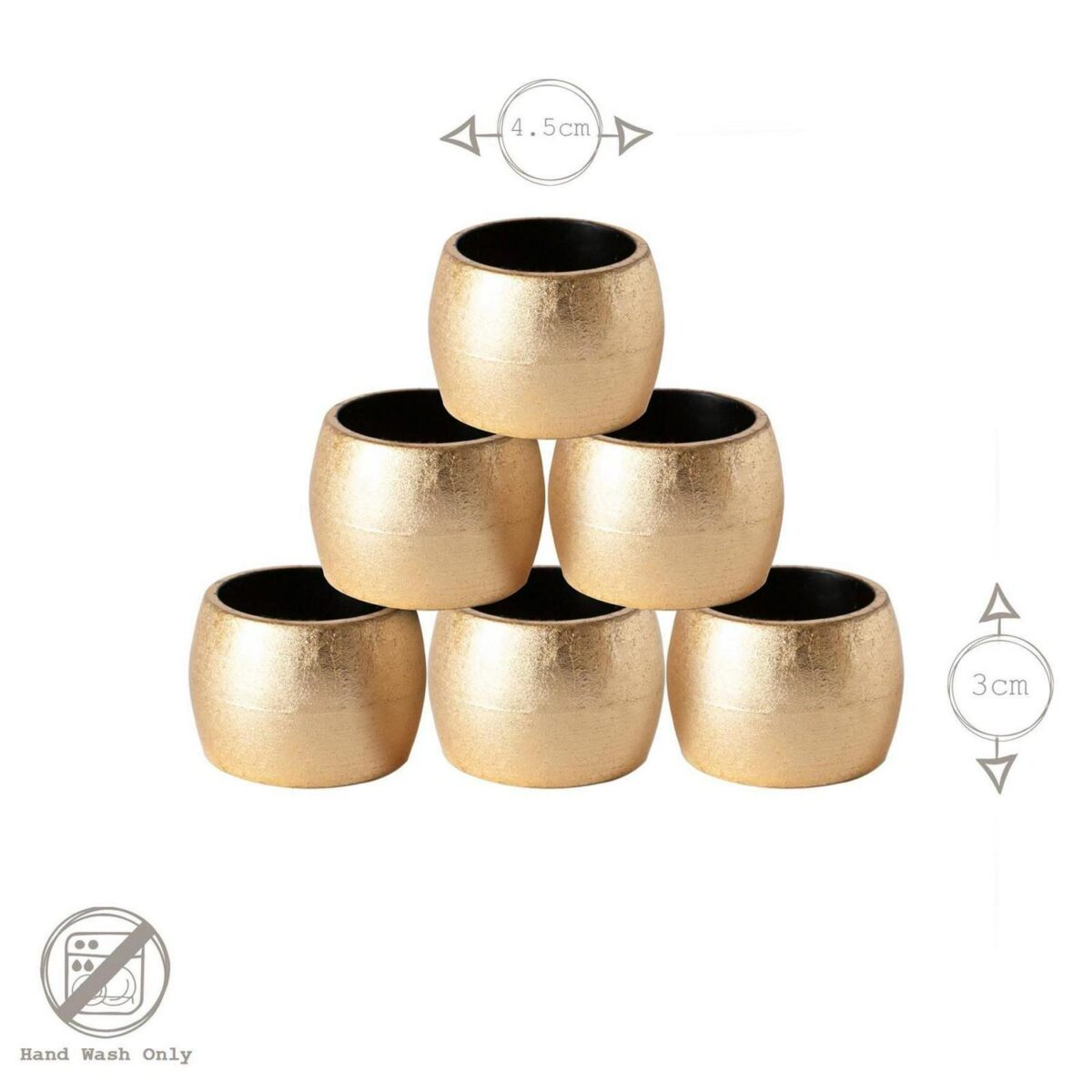 6 Piece Metallic Napkin Rings Set 4.5cm Blue - Image 3