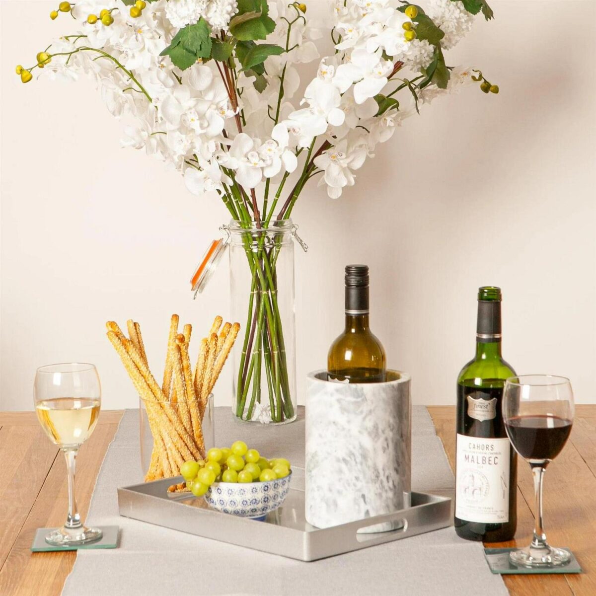 6 Rectangle Serving Trays Centre Piece With Handles Silver - Image 6