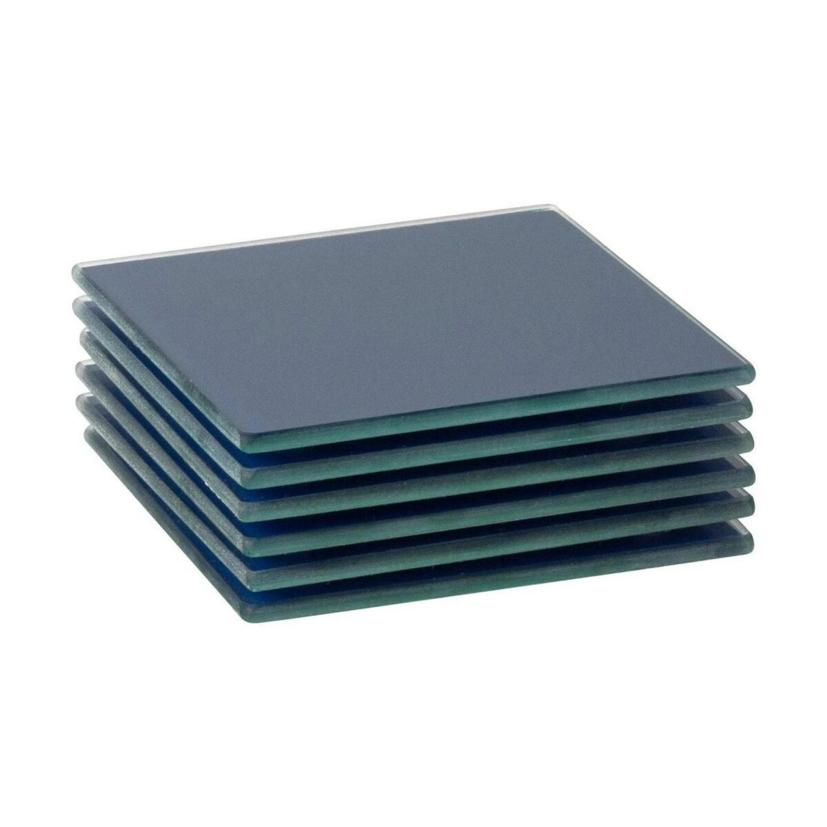 6pc Glass Drink Coasters Set Square Hague Blue 10cm - Image 1