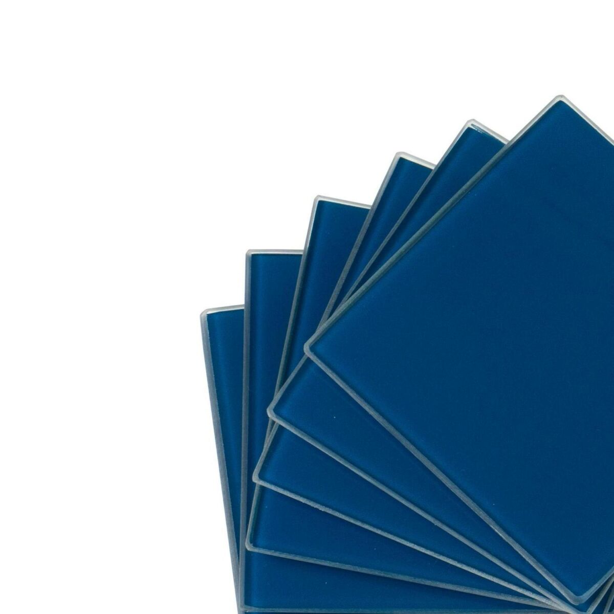 6pc Glass Drink Coasters Set Square Hague Blue 10cm - Image 4