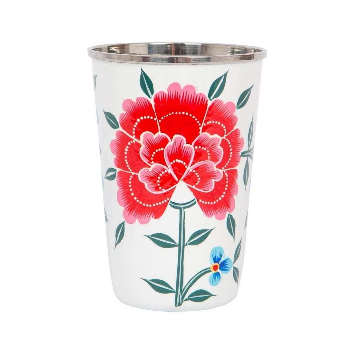 6pc Multicolour Peony 400ml Stainless Steel Hand-Painted Picnic Cups Set - Image 5