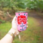 6pc Multicolour Peony 400ml Stainless Steel Hand-Painted Picnic Cups Set - Image 7